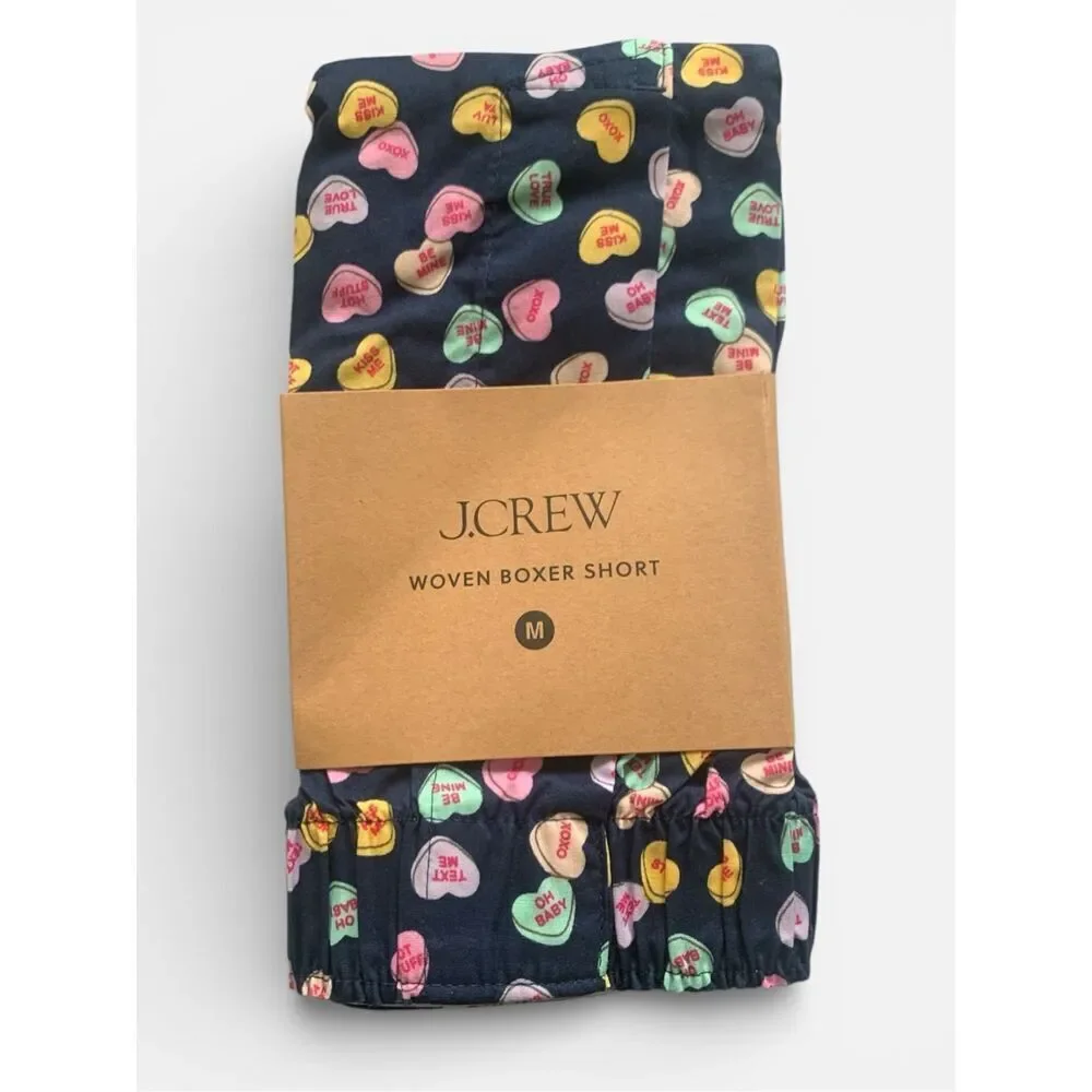 J.Crew Men’s Navy Conversation Heart Boxers M NWT Cotton Poplin